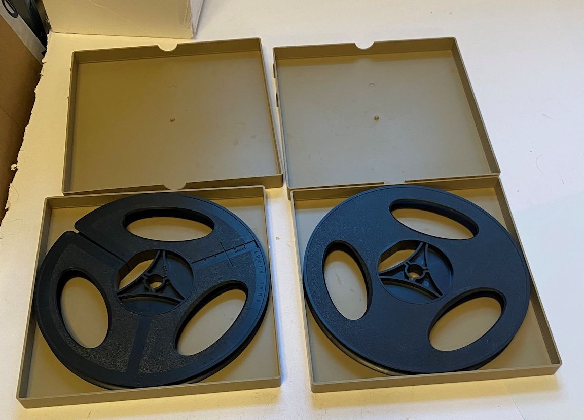 Lot of 2 Vtg Baia 8mm or Super 8 Film Reels w/Plastic Cases Hold 400 ft of Film