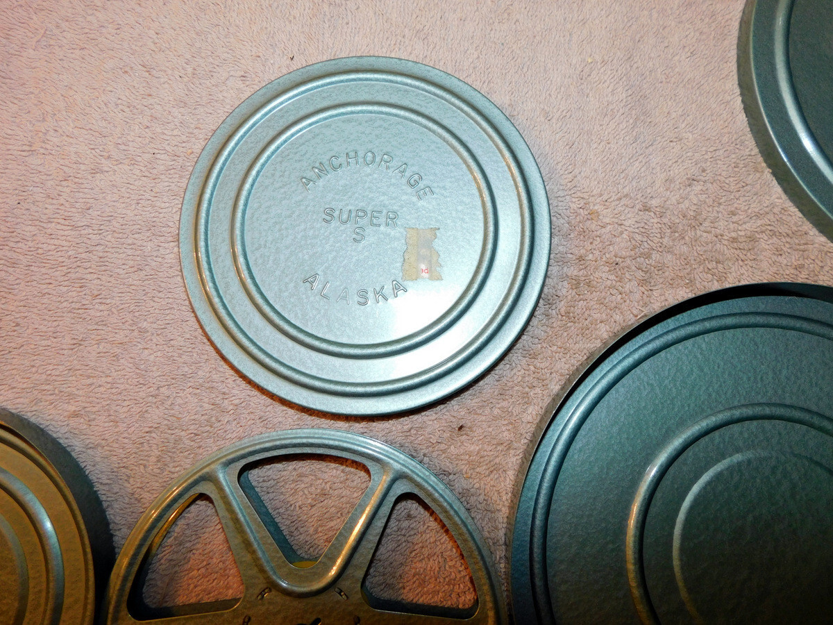8mm Metal Film Reel Tin Can Canisters & Reels Anchorage Alaska “Super S” RARE