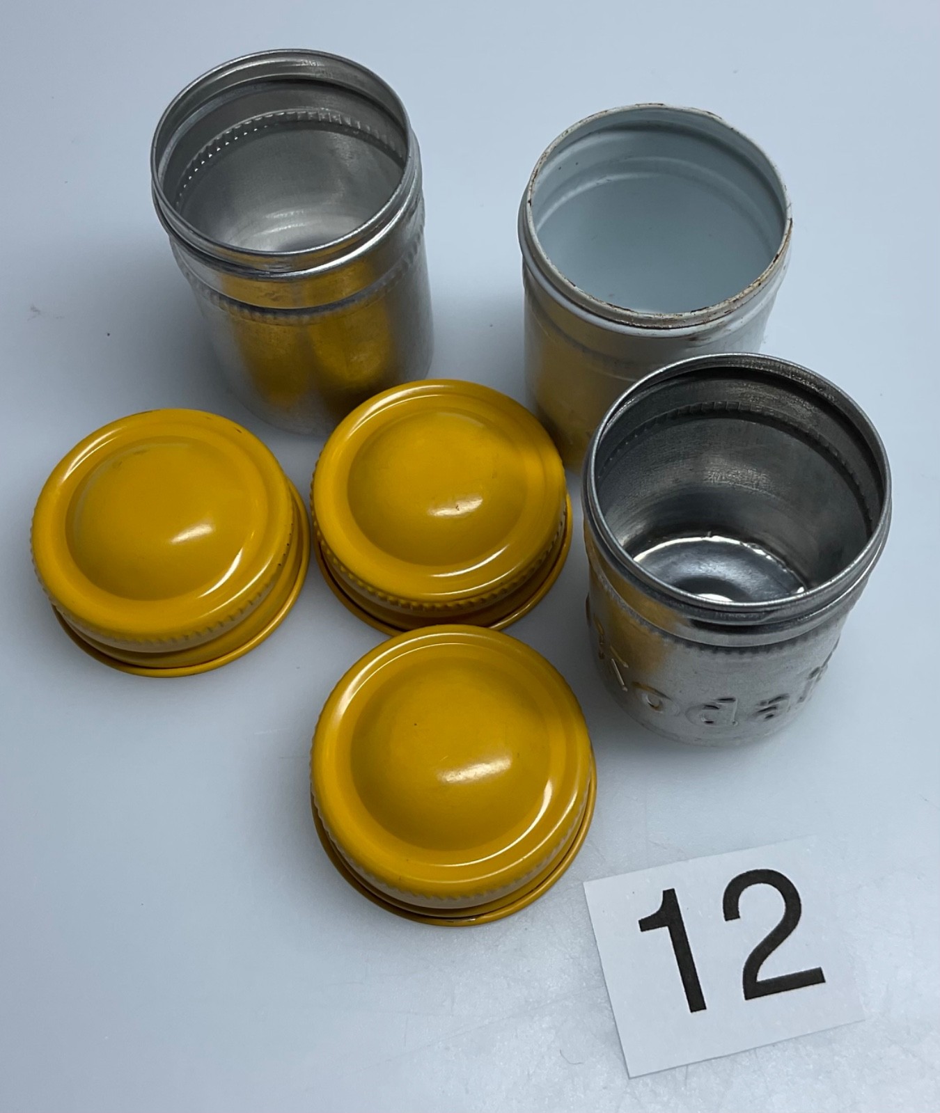 3 VTG Lot Kodak 35mm Film Roll Embossed Container Metal Tin Can Canister yellow