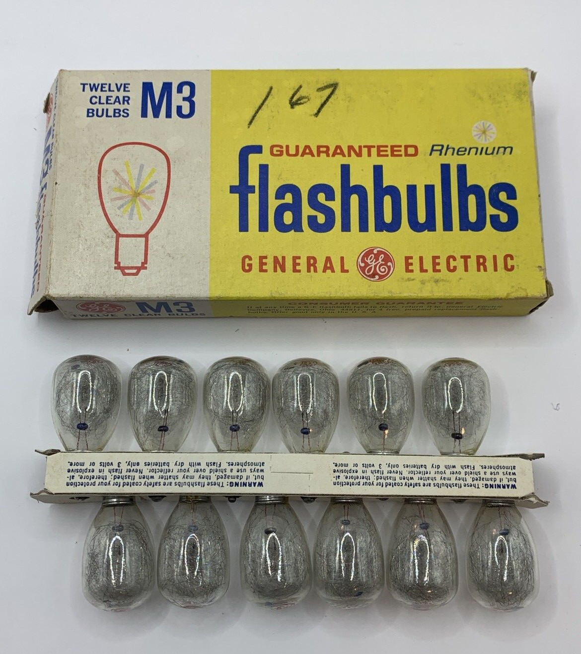 lot of 4 Vintage Sylvania Flashbulbs Blue Dot & General Electric M3 Flash Bulbs