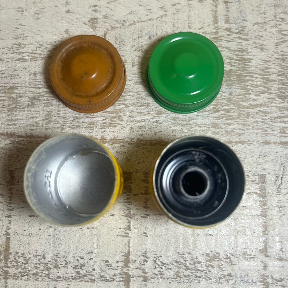 Vintage 2 Kodak Film Metal Canister Container Green Cap Embossed 35mm 1 W/ Film