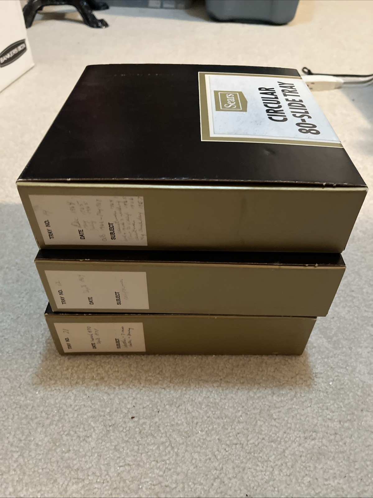 3 Sears 9979 Circular 80-Slide Trays for Carousel Projectors With Box Pls C Desc