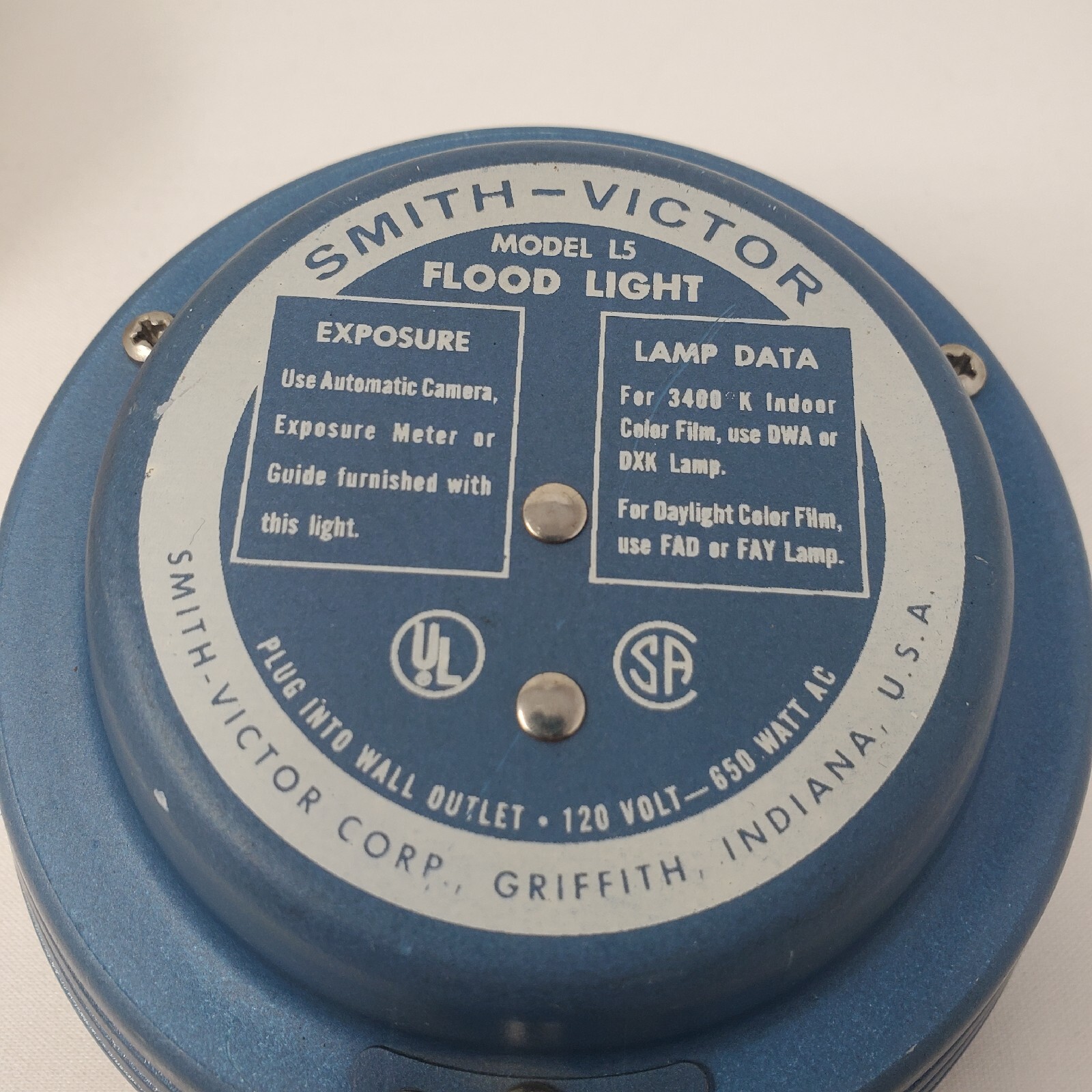 Smith-Victor Model L-5 Compact Movie Light Vintage 1962 GE Beam Tested Works