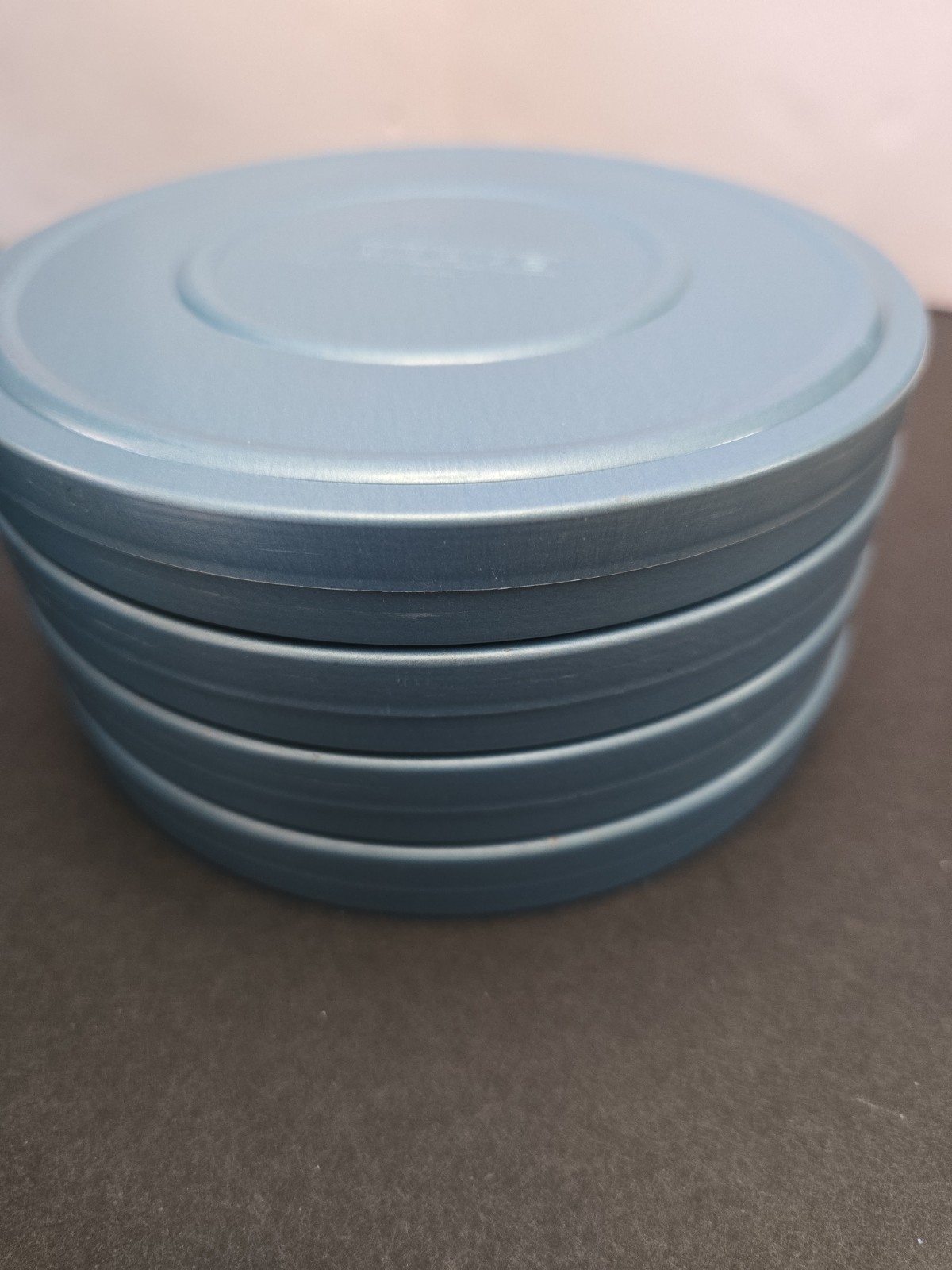 Vintage Adams Metal Film Can Storage Case,6 Box Containers