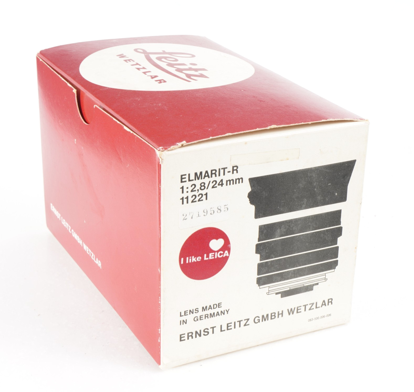 -Leica Empty Retail Box for Leica Elmarit-R 24mm f/2.8 11221-NO LENS