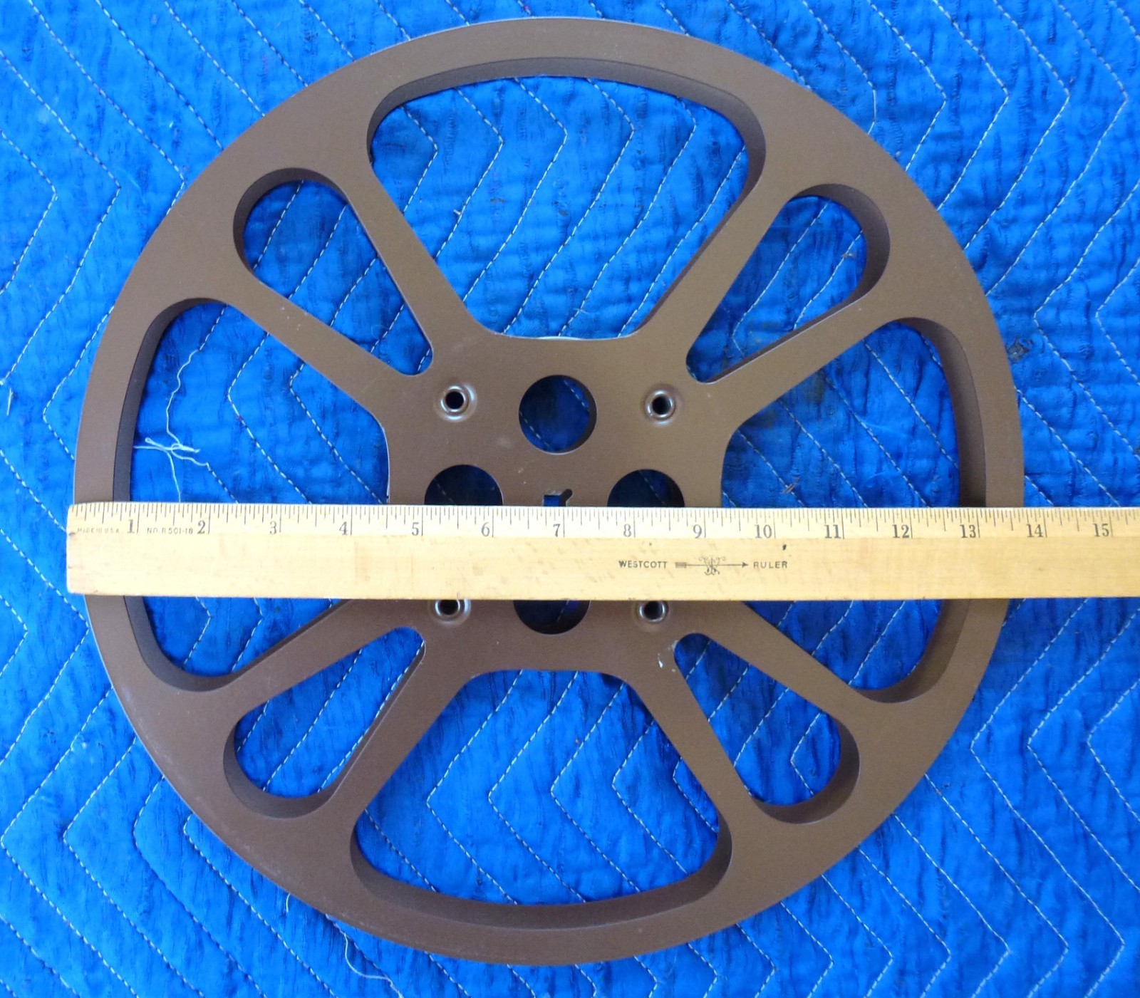 Vintage Goldberg Bros. 16mm 1600’ Metal Take Up Reel 13.75” Diam. W/ Case