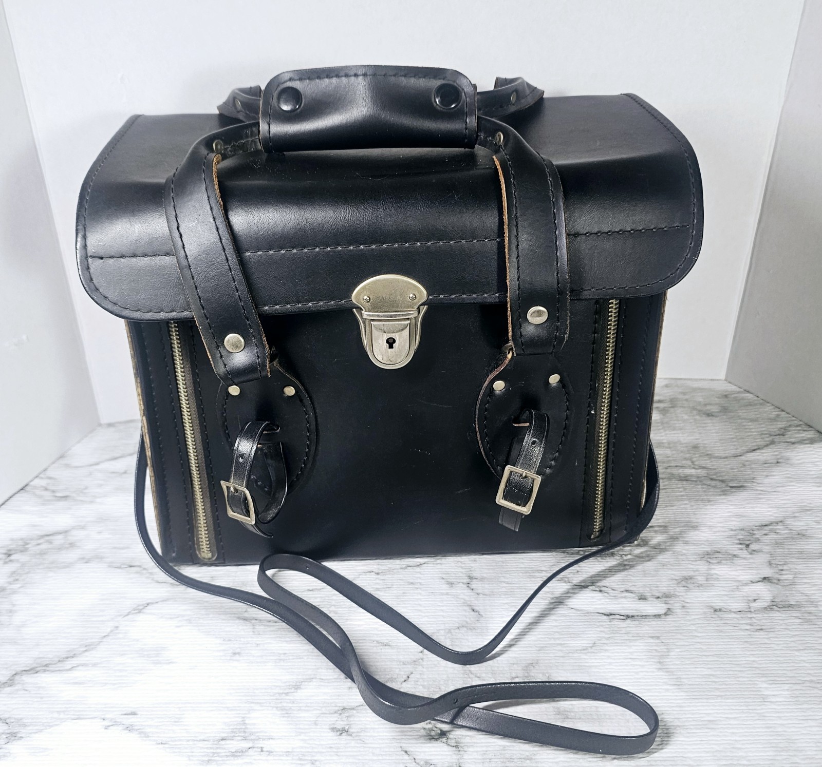 Vintage Kali-Bag Black Leather Camera Bag Large Kalimar Made in Japan