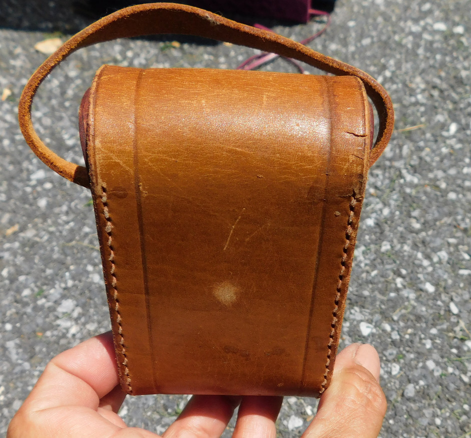 Vtg King Japan Leather Camera Phone Case Snap Flap Strap Brown 4″x2.5″x1.5″