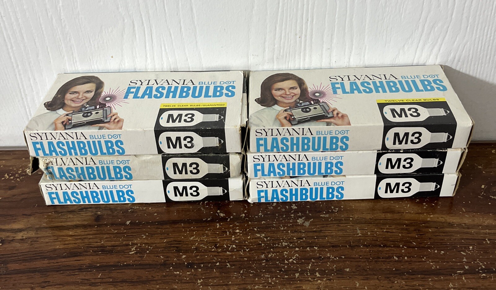 Vintage Sylvania M3 Blue Dot 12 Flashbulbs Lot Of 6 Packages New Old Stock