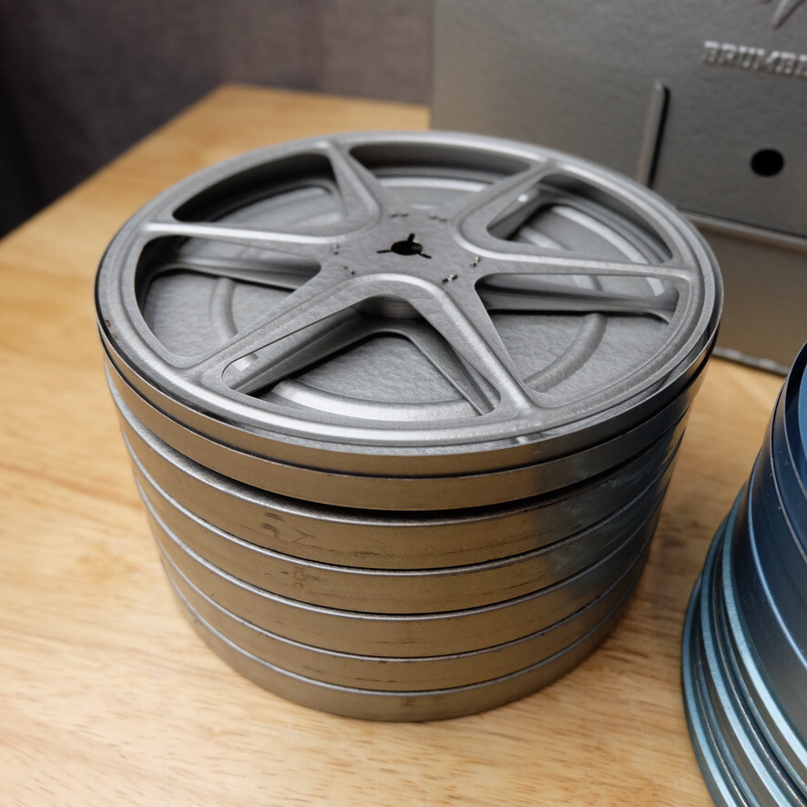 Vintage Brumberger Metal 8mm Film Case w/ 12 Empty 5″ Diameter Reels