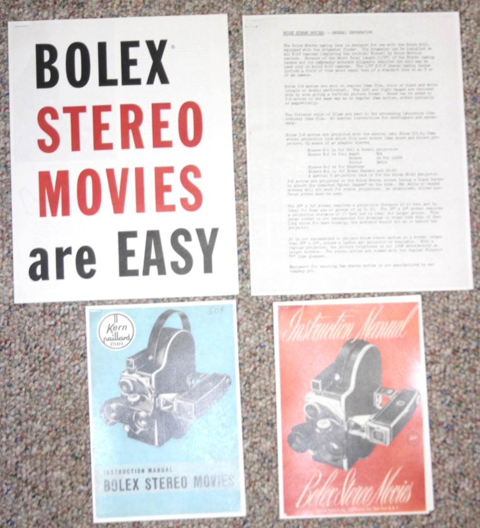 4 – Bolex STEREO Camera / Projector Information, Instructions, Manuals