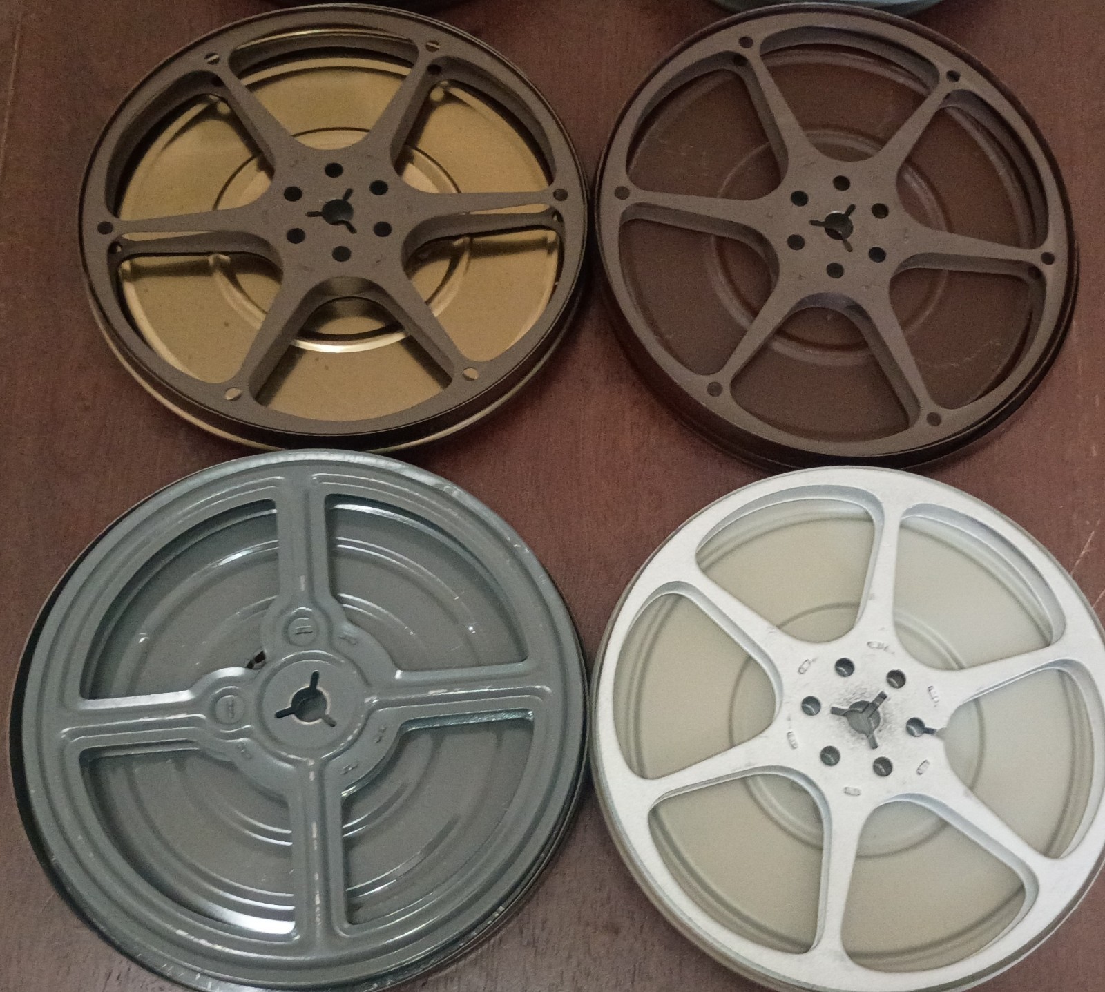 Lot of 6 Vintage Empty Metal Movie Film Reels with Canister & Lids