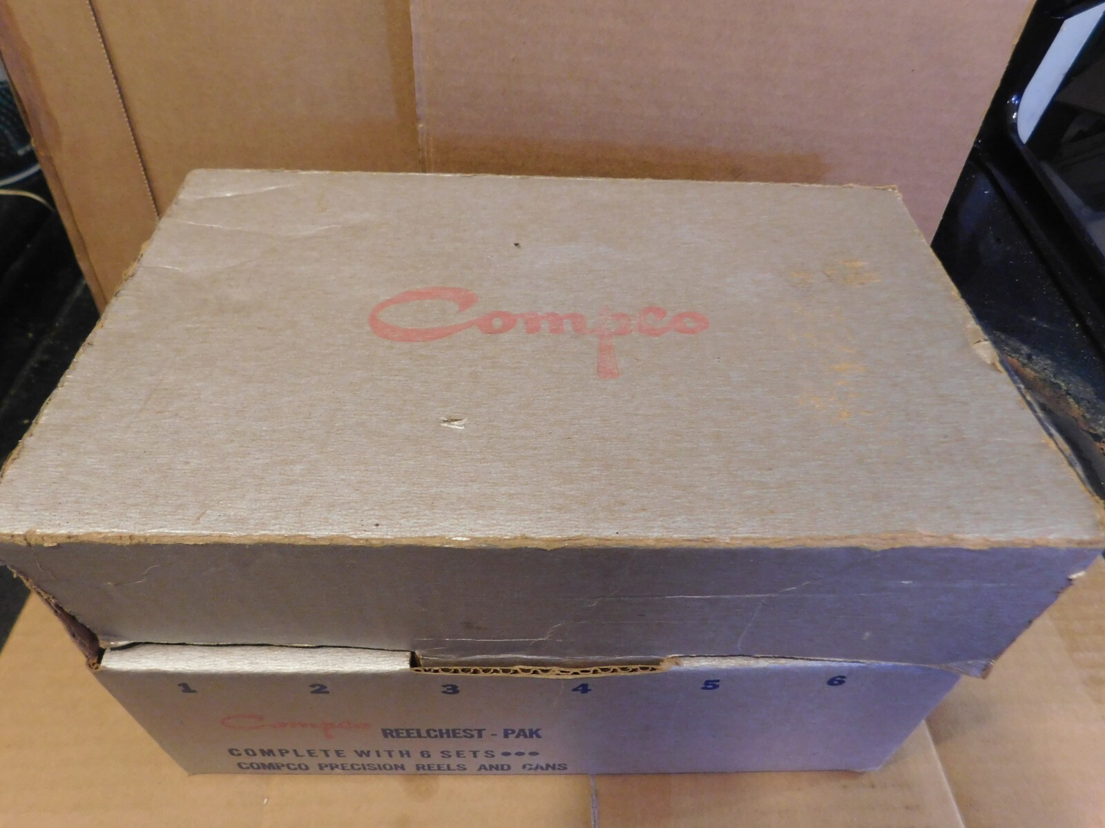 VINTAGE COMPCO REEL CHEST W/CASES AND REELS