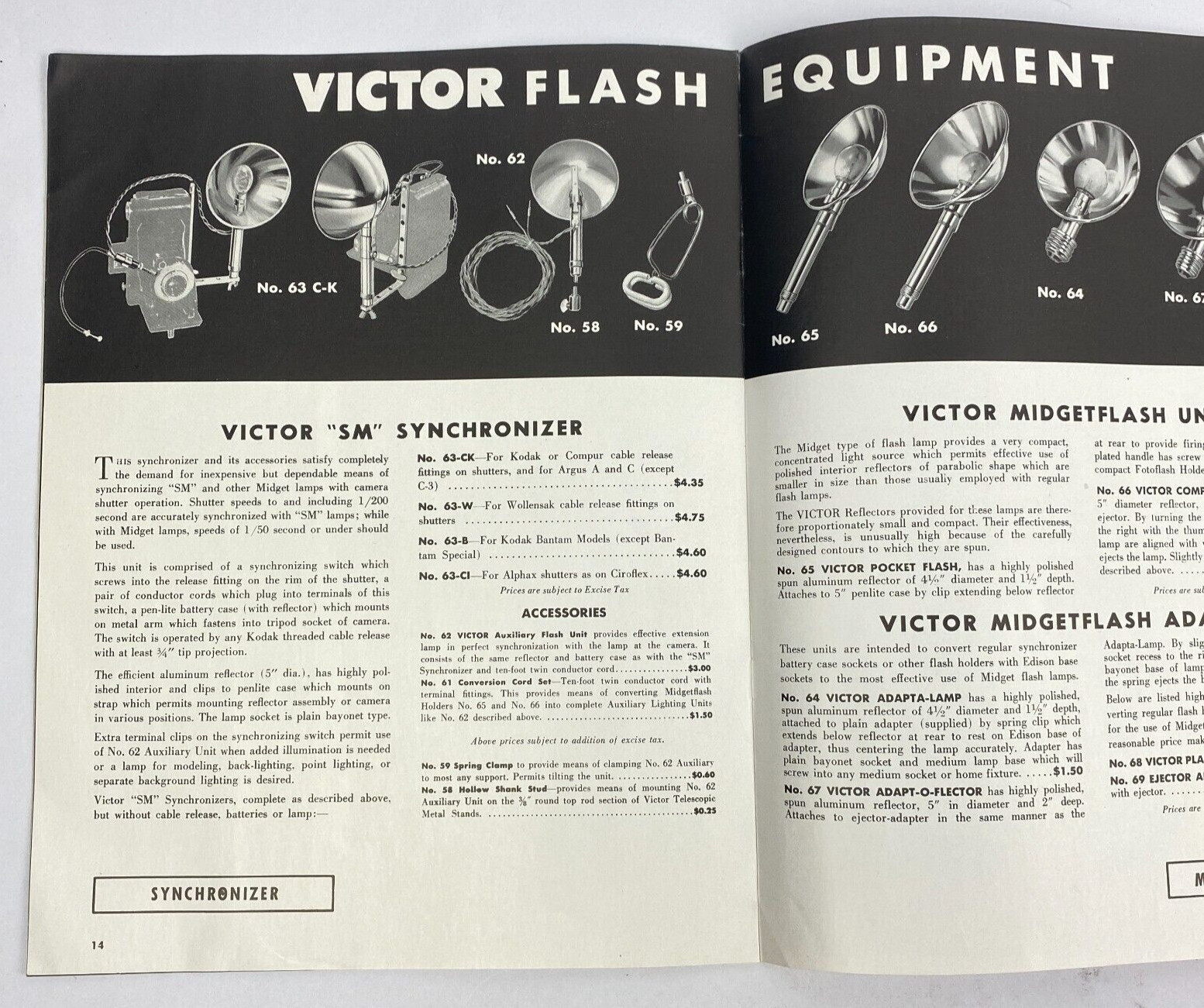 1947 Victor Photographic Book Lighting Equipment Supplies Smith Sons Griffith IN