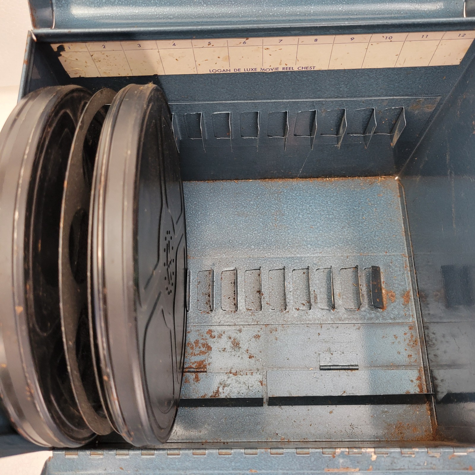 1950s Metal Logan 8mm Film box + 4x 6″ Scherer 2x 5″ Tower Reels Federal Stores