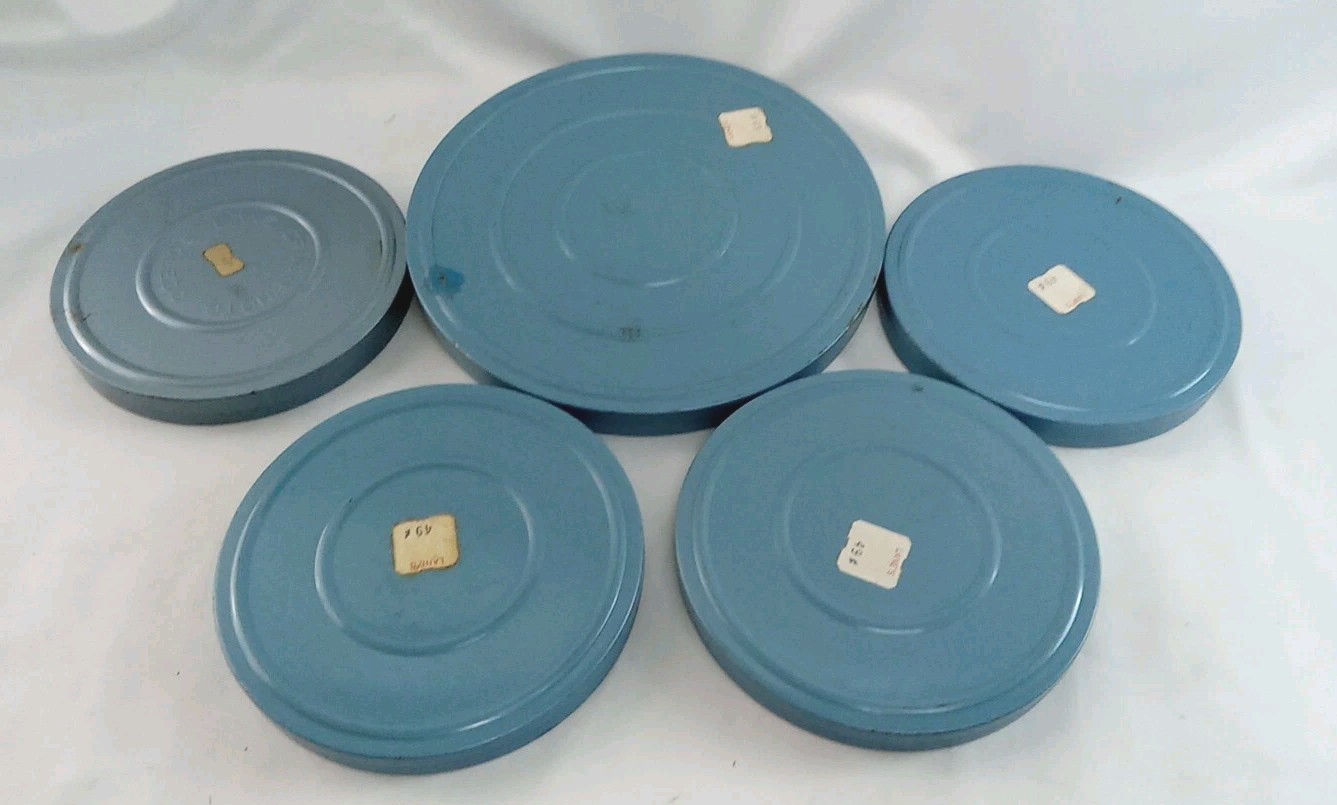 Vintage Super 8MM Metal Film Storage Tins 3 Reels 5 Containers 1 Large 4 Small