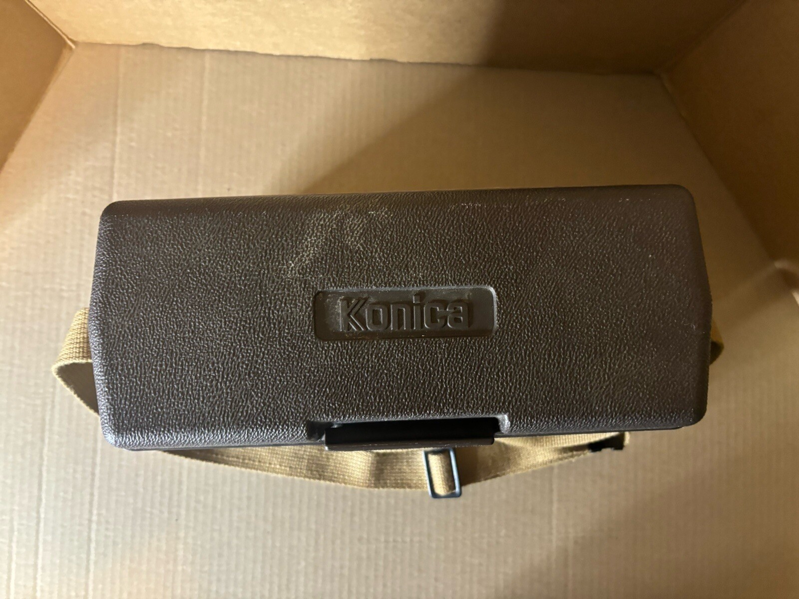 Vintage KONICA Hard Shell Camera Case / Box with Strap Made in Japan Rare HTF