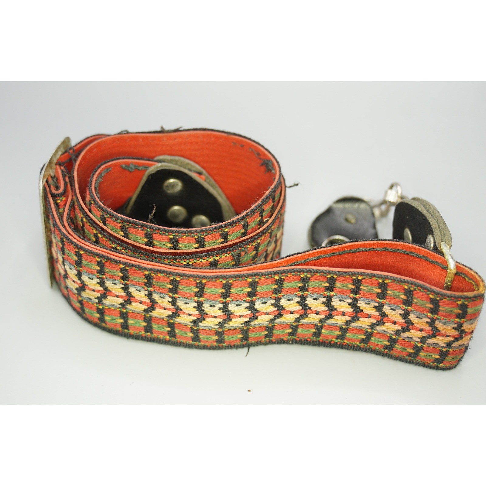 Vintage Woven Hippie Camera Strap Boho Geometric Red Green Orange Retro 70s