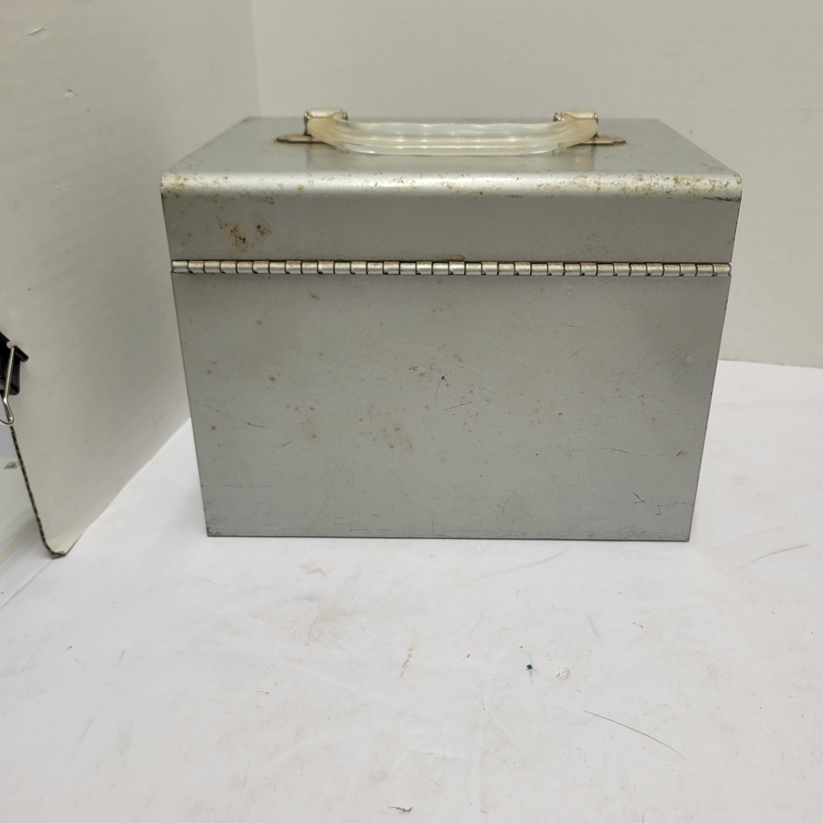 Vtg Metal Film Case Filled With Reels, Kodak Cement Filmo Projector Oil, Tin