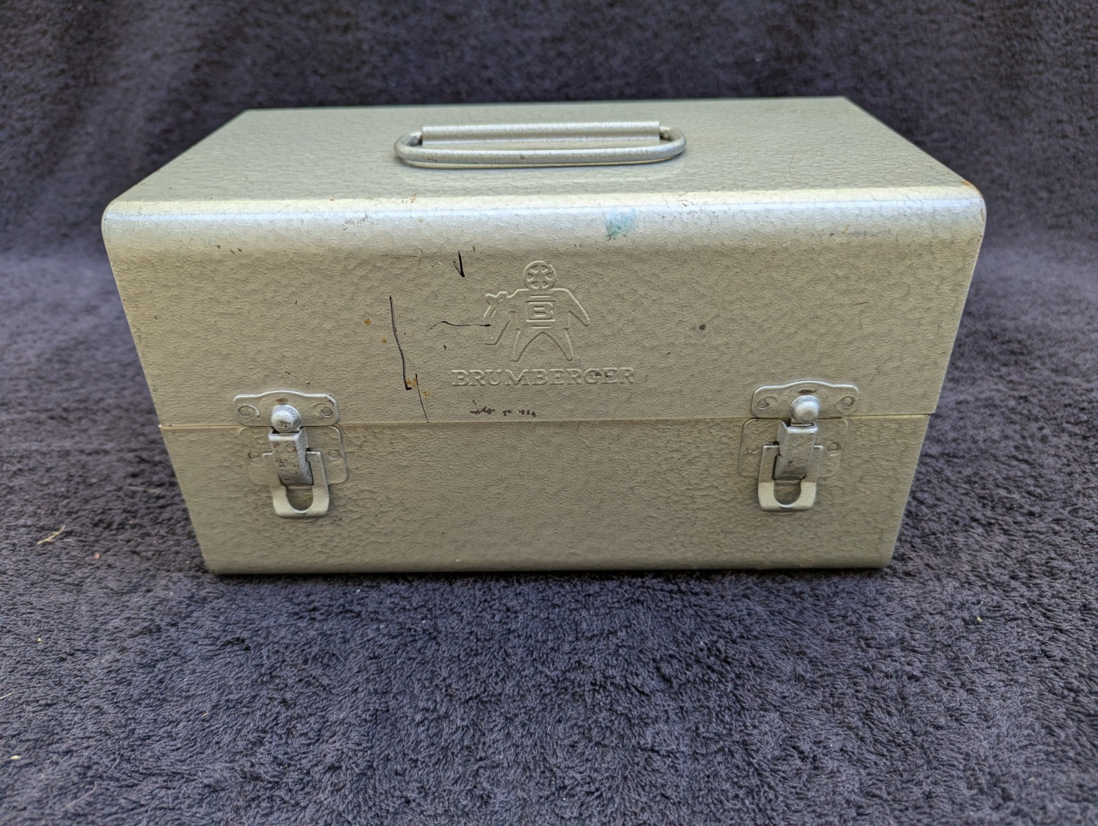 Vintage Brumberger Steel Storage Box for 12 8mm Film Reels with 12 Cans & Reels