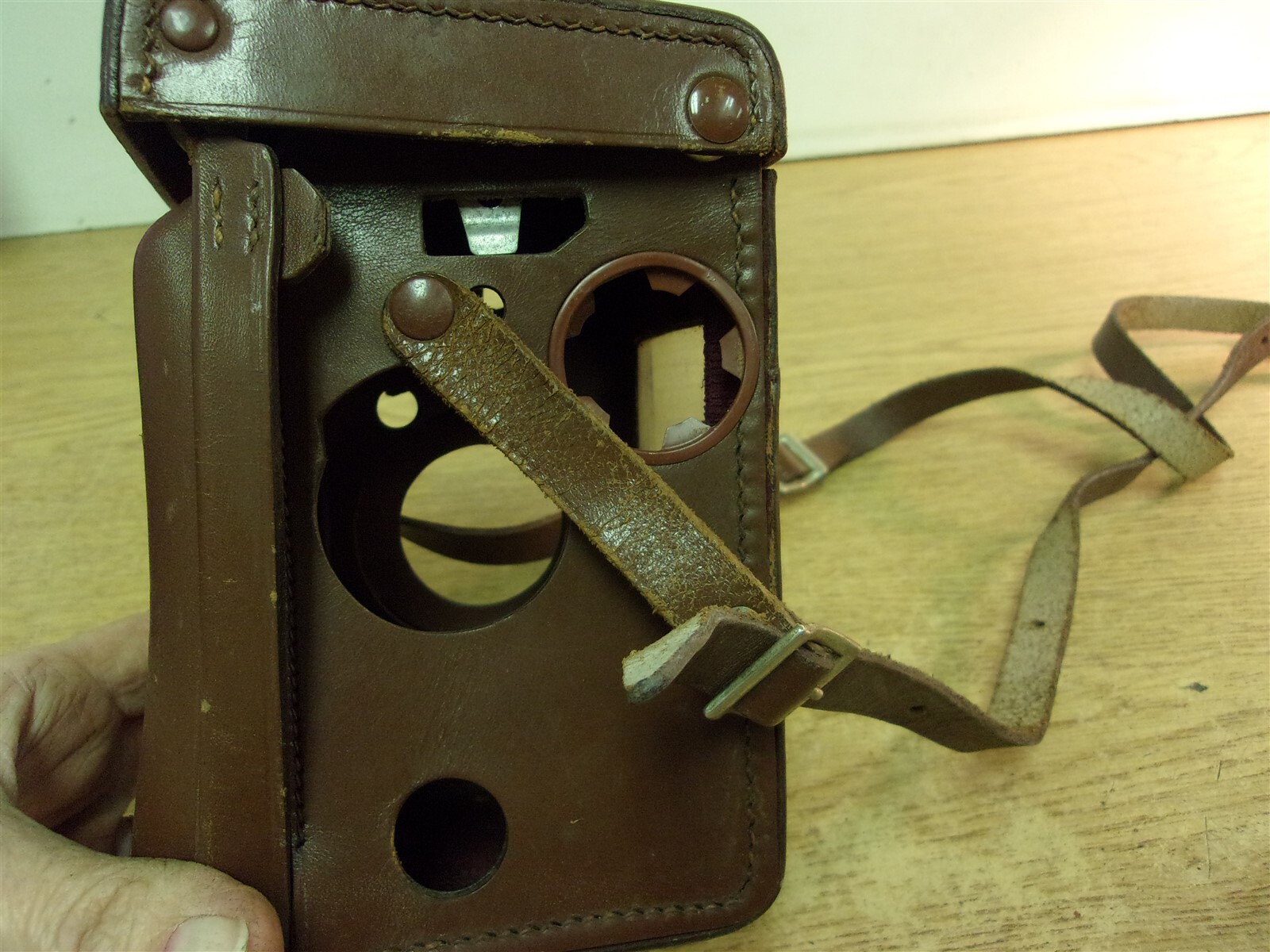 Vintage Brown Leather Rolleiflex Case Bag w/ Strap 5.5″x3″x3.5″ *FREE SHIPPING*