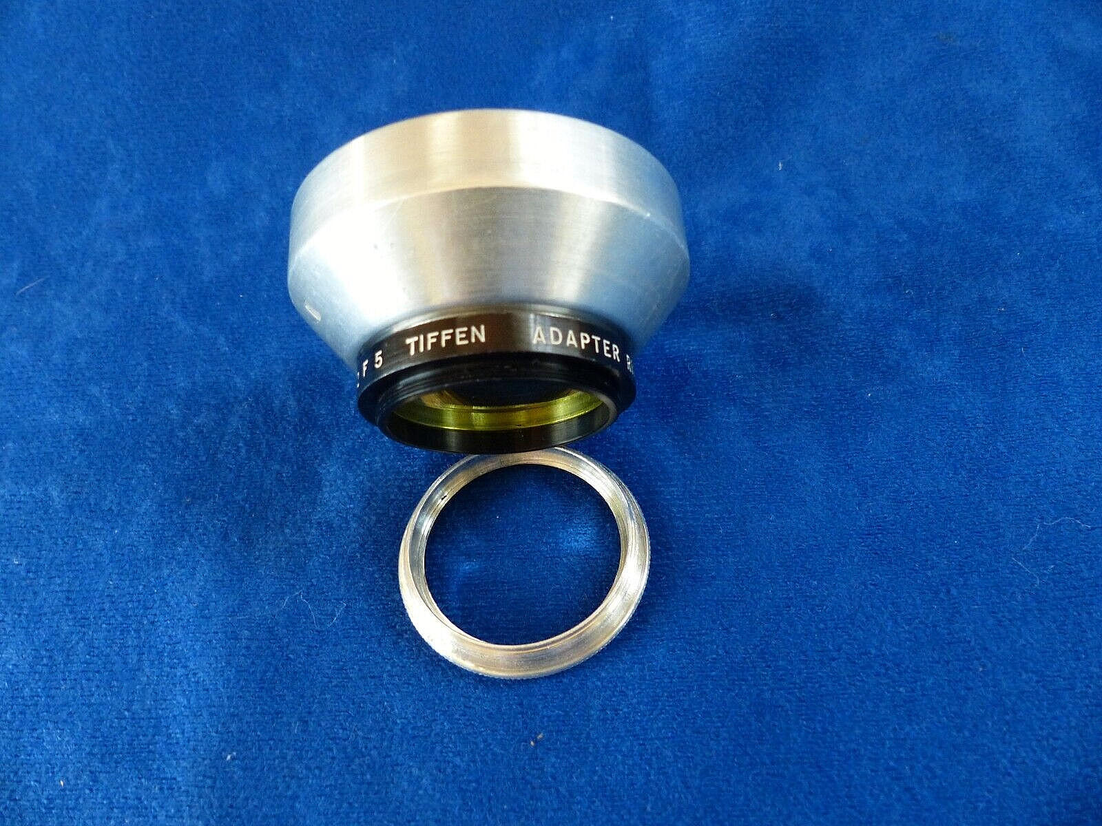 Vintage series V Enteco lens shade and Tiffen adapter ring, yellow filter