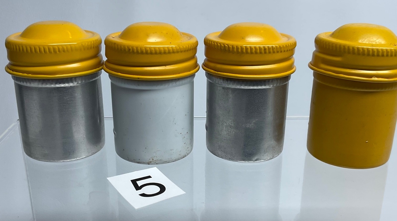4 VTG Lot Kodak 35mm Film Roll Embossed Container Metal Tin Can Canister yellow