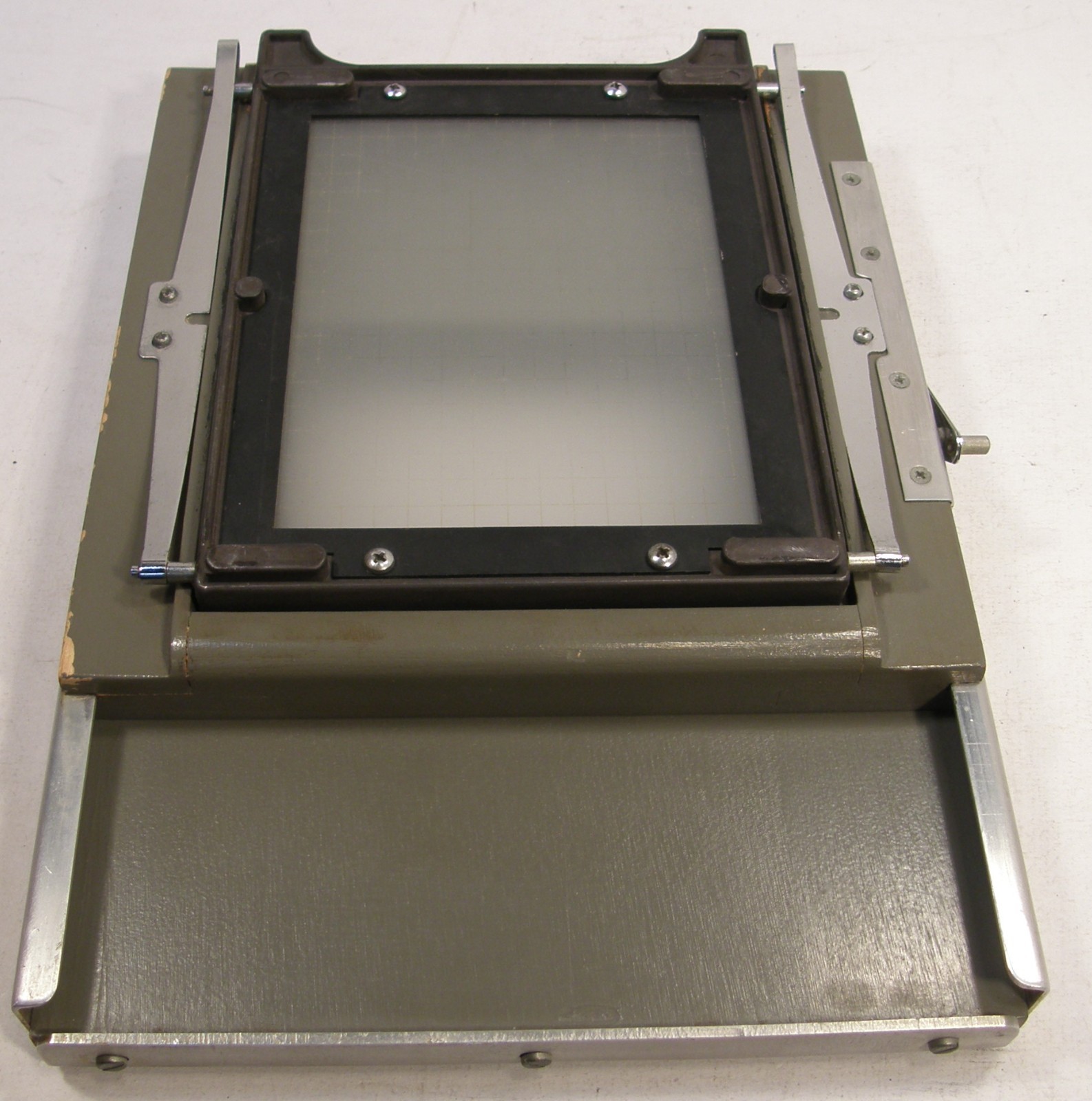 VINTAGE BURKE & JAMES SLIDING BACK REDUCER 3 1/2″ X 4 3/4″ GROUND GLASS W/GRID