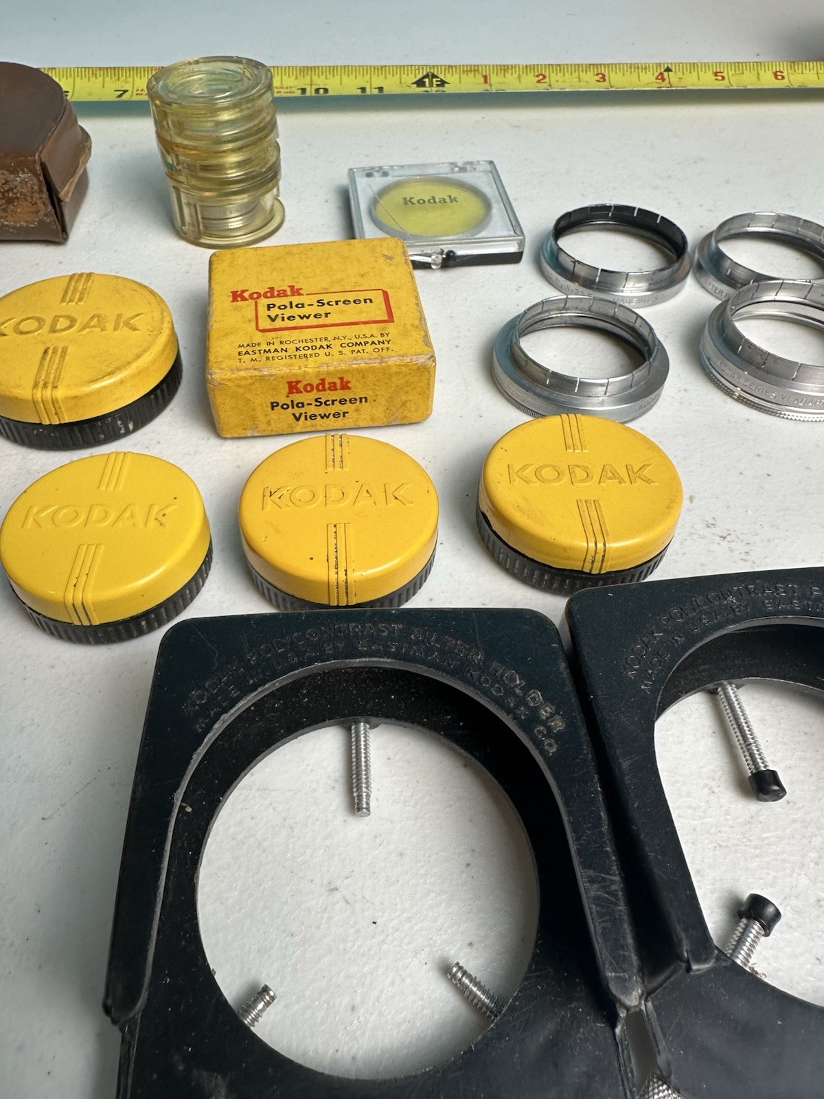 Vintage Kodak Ednalite Optical Filter Lot w Holders Rings Pola-Screen Viewer