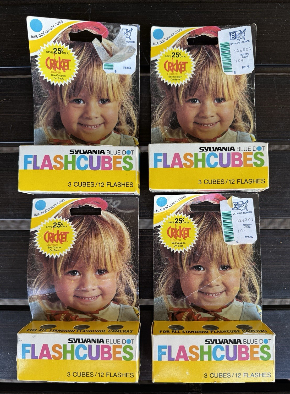 Lot of 4 Boxes Sylvania Flash Cubes Vintage 48 Flashes Blue Dot Orig Box & Tag