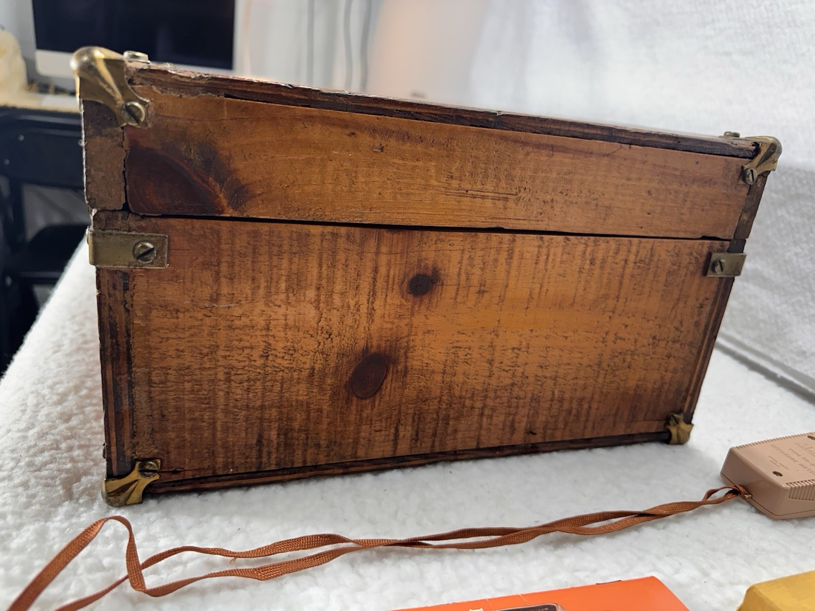 Large Wood Trunk Carrying Case for Vintage w 19 8mm Reels, Kalart Splicer + Misc