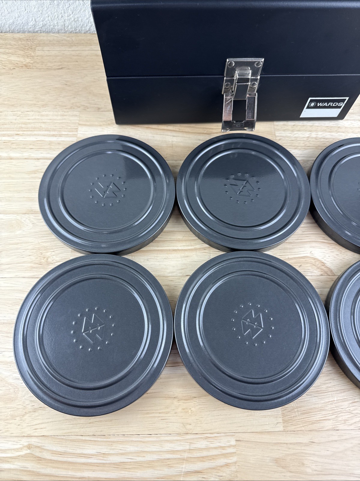 Vintage Wards Film Reel Storage Case With Metal Cans Storage For 5″ Reels