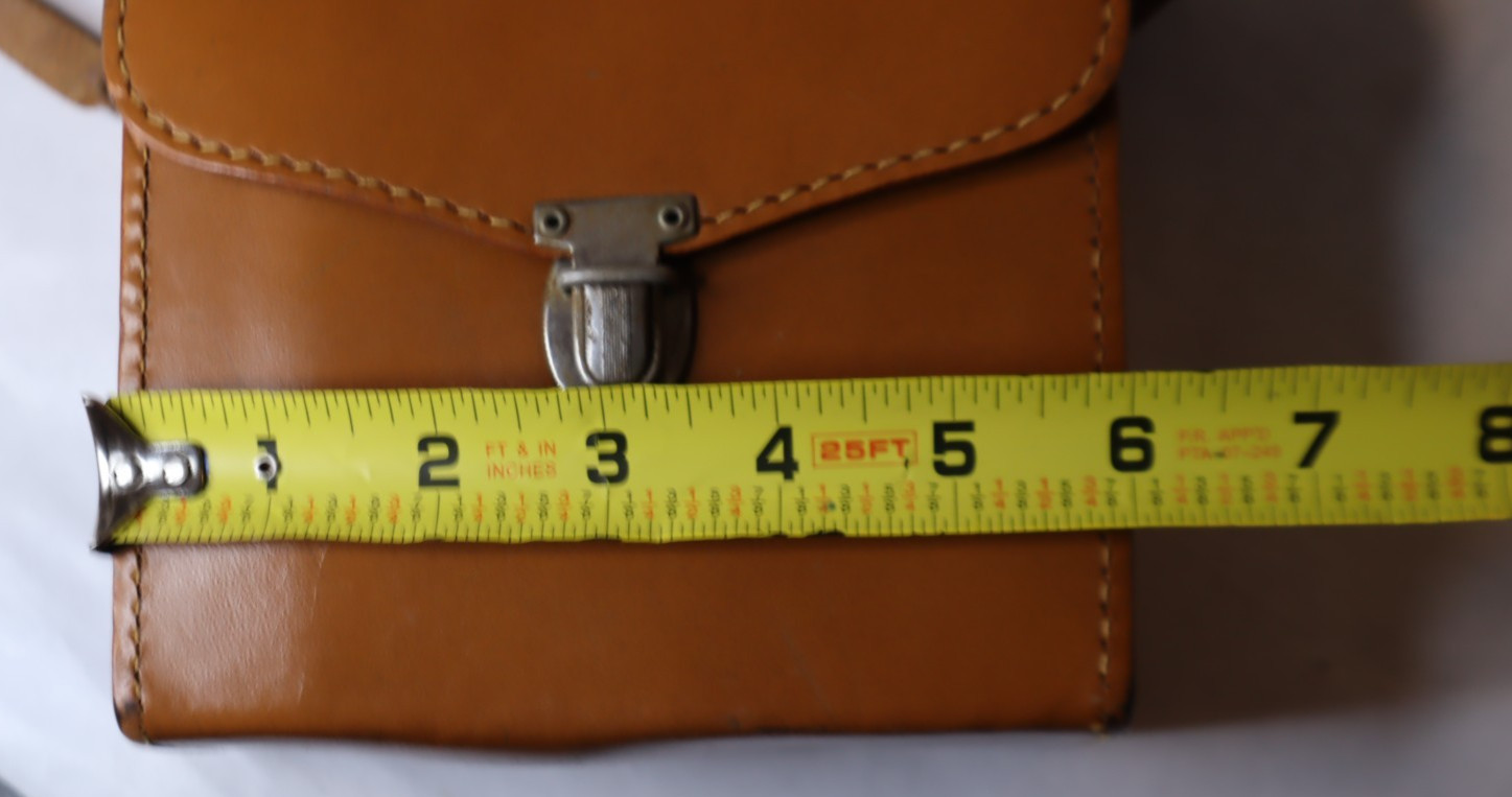 Vintage leather case w/ carry strap For 8 Mm Movie Camera Camel cowhide USA