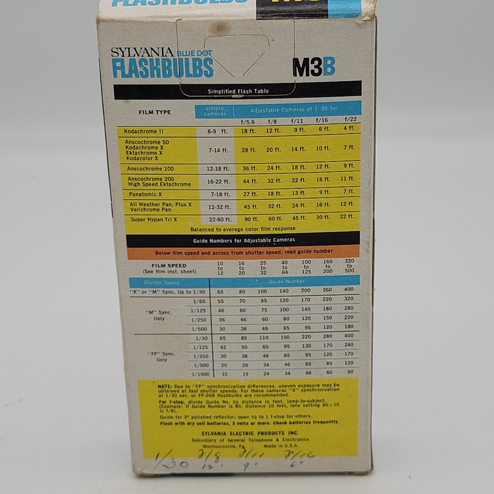 Sylvania M3B Blue Dot Flashbulbs 12 Unused Blue FlashBulbs New Old Stock