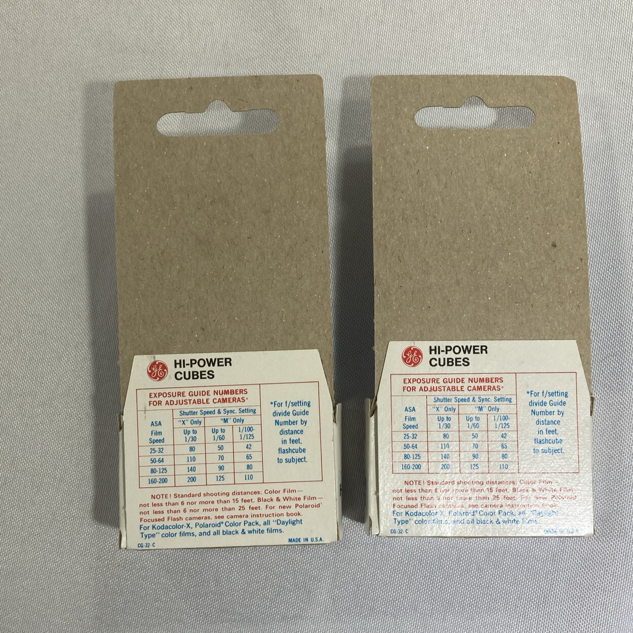 Vtg GE Hi-Power Cubes For Polaroid Cameras Set Of 2