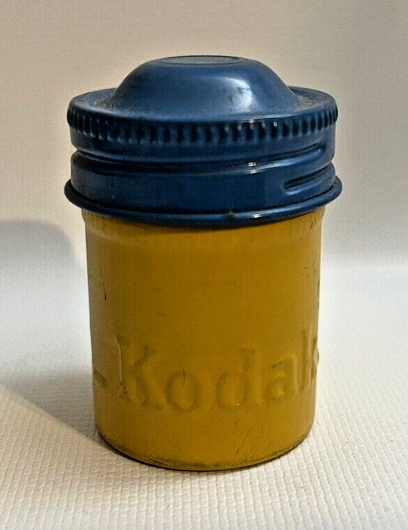 Kodak Empty Metal 35mm Film Canister (Yellow w/Blue Top) for Ektachrome Film