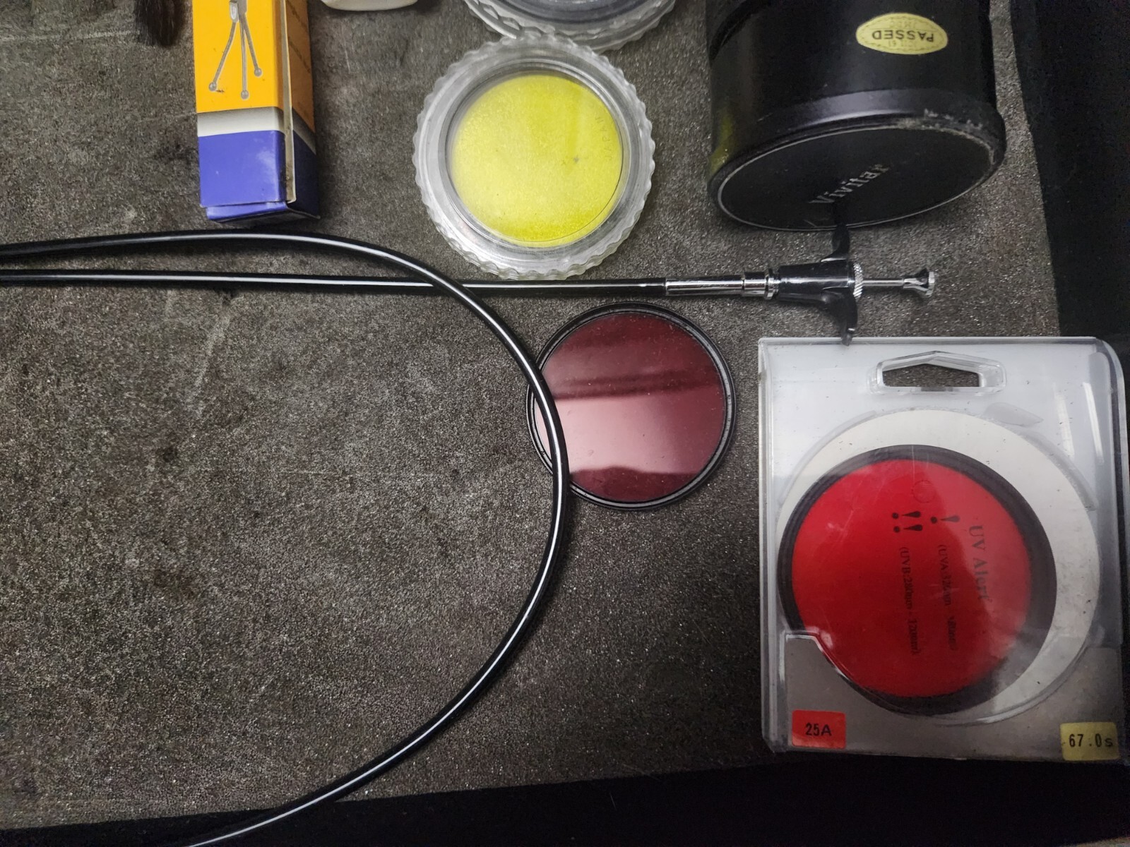 Vintage Camera Accessories With Case, Film, Lense