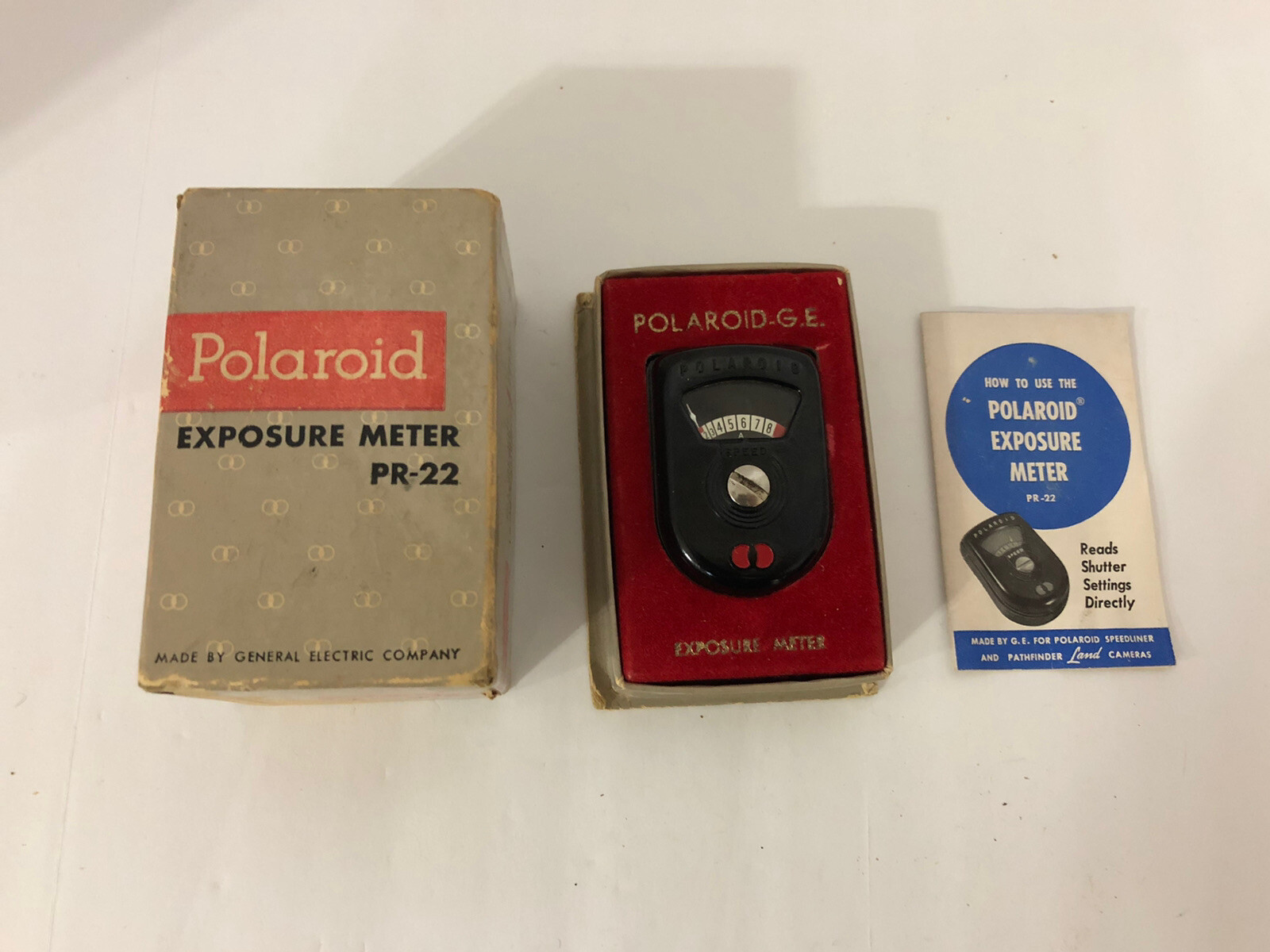 Vintage Polaroid Exposure Meter PR-22 W/Original Box & Manual General Electric