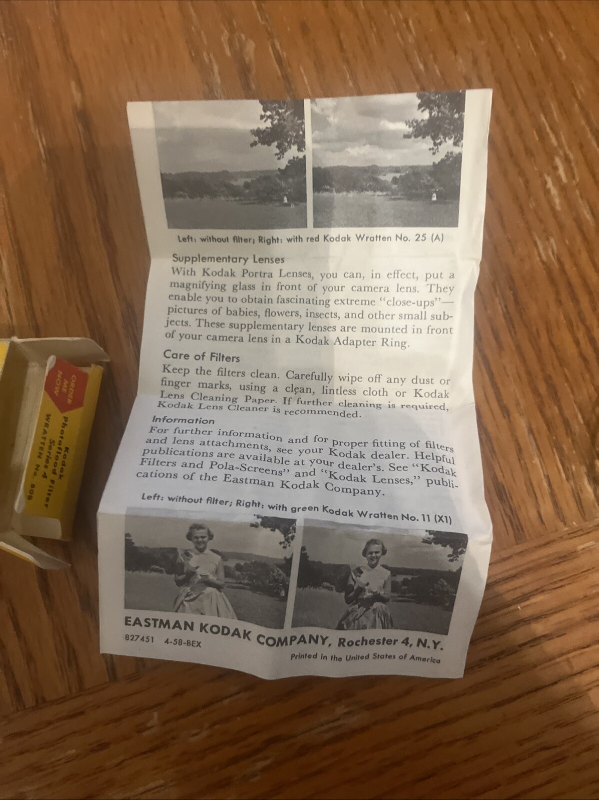 Vintage KODAK SERIES 4 PHOTOFLOOD NO. 808 FILTER w/ INSTRUCTIONS & BOX