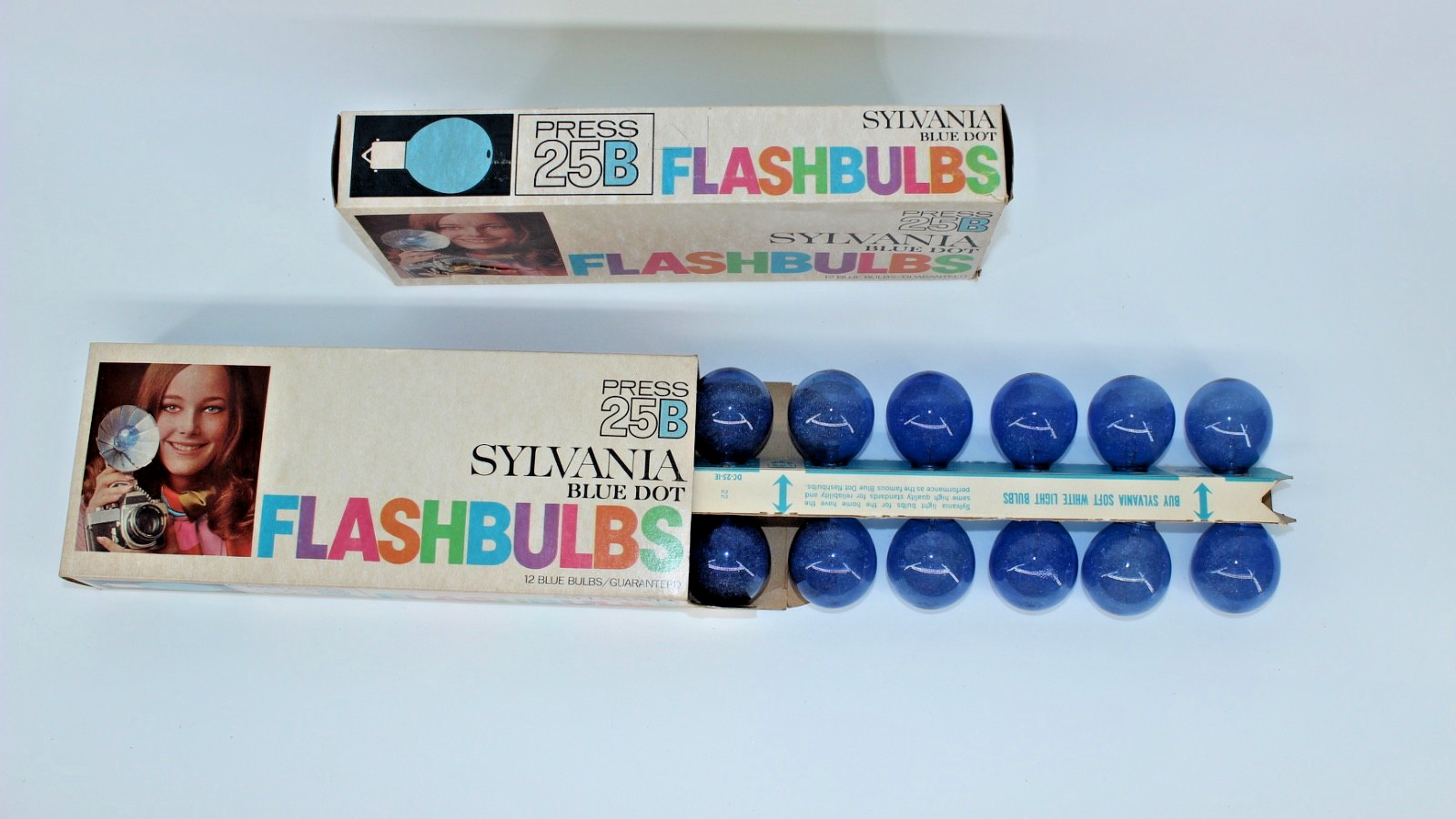 Sylvania Blue Dot Flashbulbs 25B 24 Bulbs Open Original Packaging Lot of 2 Boxes
