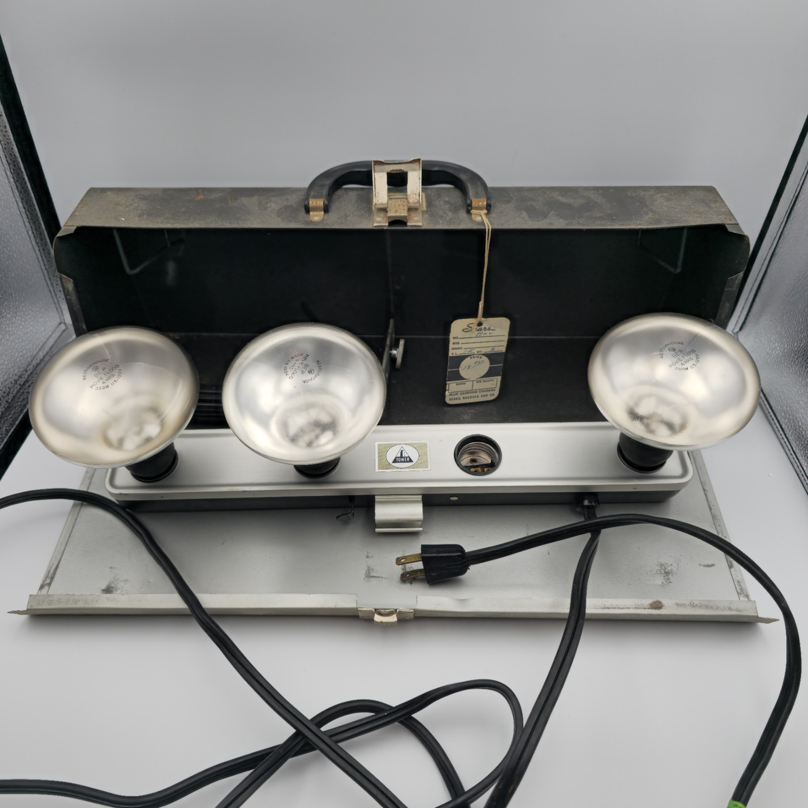 Vintage Sears Tower 3-Lamp Photo Light Kit 2 Working w/ Case 1950s-60s