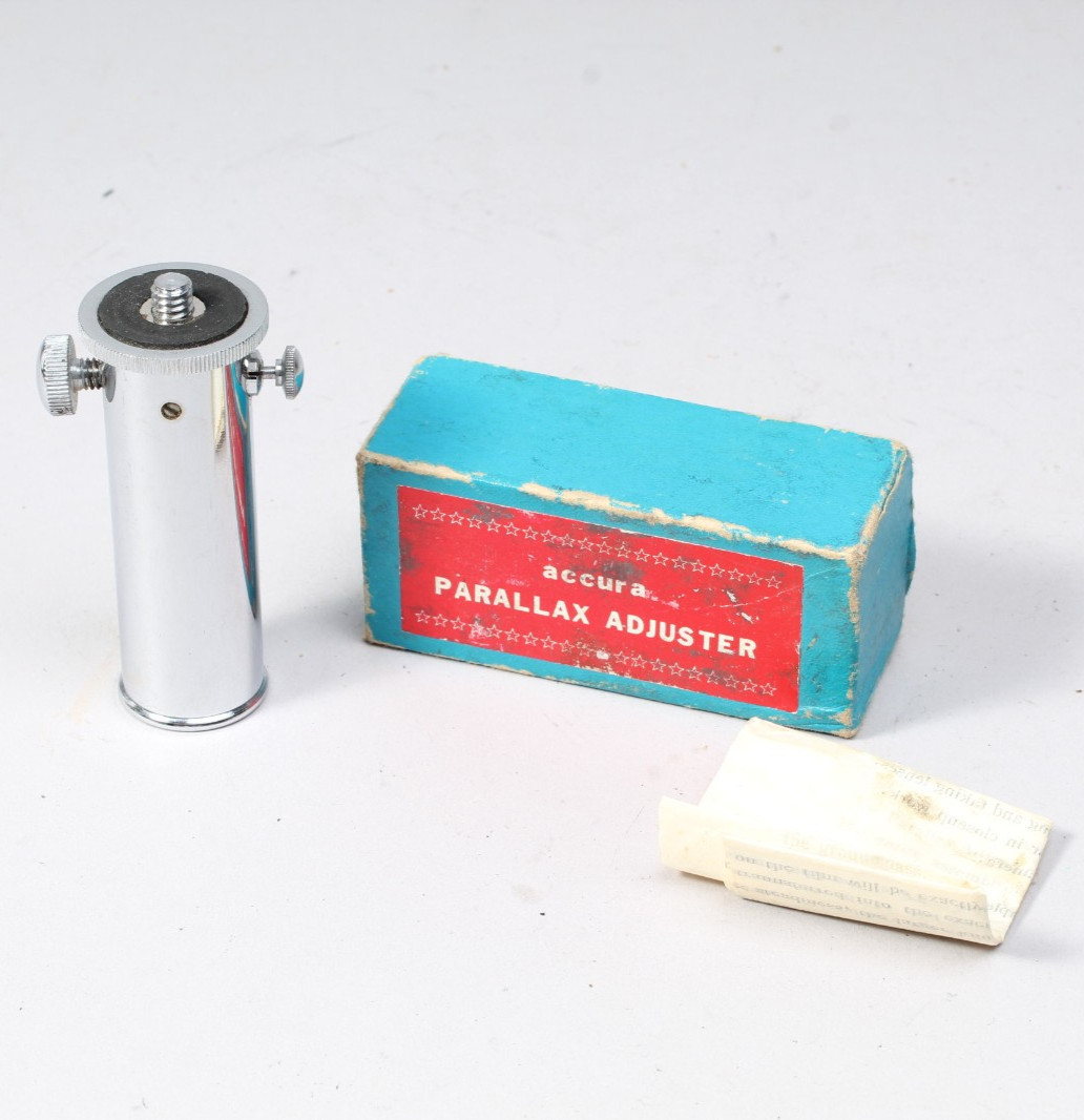 VINTAGE ACCURA PARALLAX ADJUSTER W BOX FOR TLR CAMERAS VERY CLEAN YASHICA ROLLEI