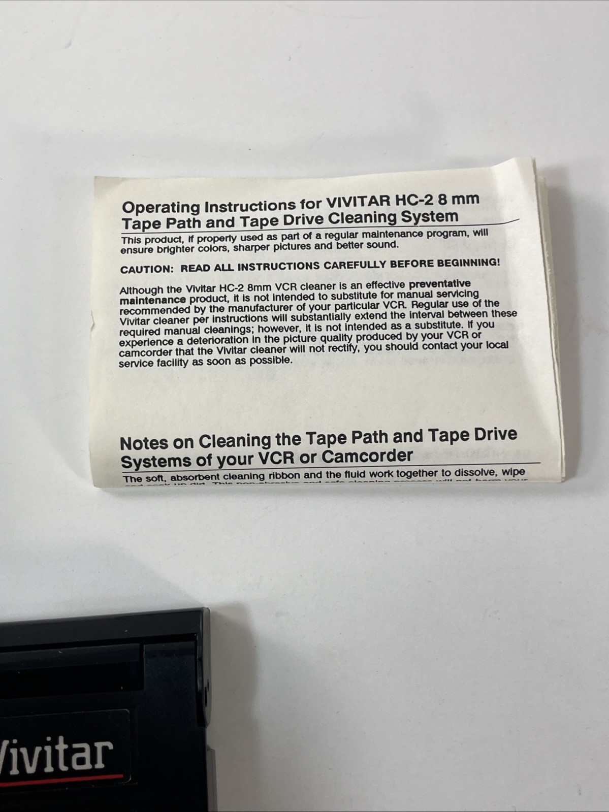 Vivitar 8mm Head Cleaner Cleaning tape in box liquid instruction made in USA set