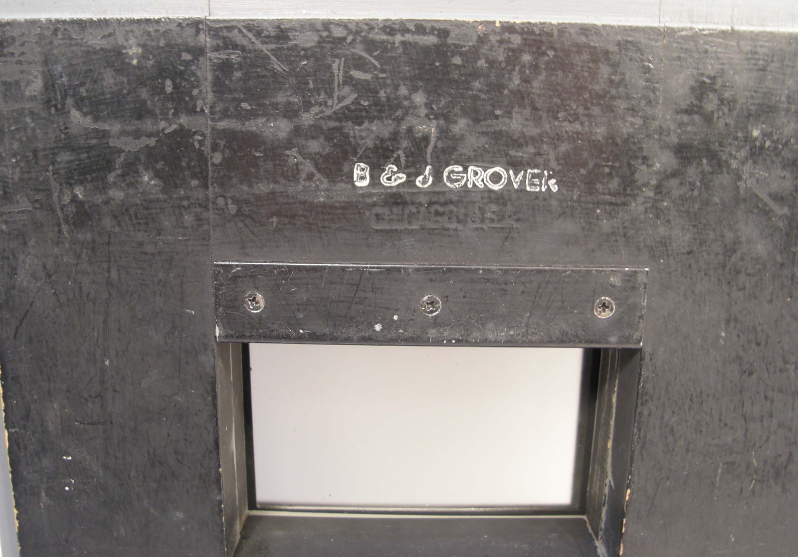 VINTAGE BURKE & JAMES GROVER SLIDING BACK 4 3/4″ X 3 1/2″ GROUND GLASS
