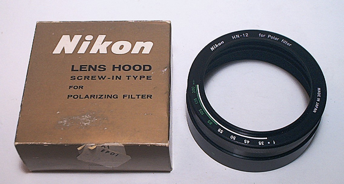 NIKON SCREW ON TYPE LIGHT HOOD FOR POLARIZING FILTER – UNUSED IN ORIGINAL BOX