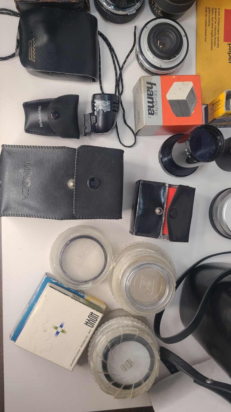 Lot Of 39 Vintage Camera Accessories Olympus Vivitar Tiffen Kodak Ge