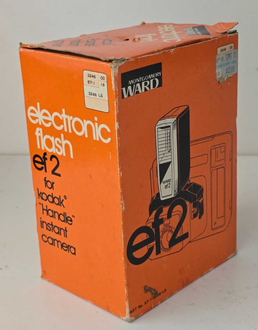 (NEW) RARE Montgomery Ward Electronic Flash EF2 For Kodak Handle Instant Camera