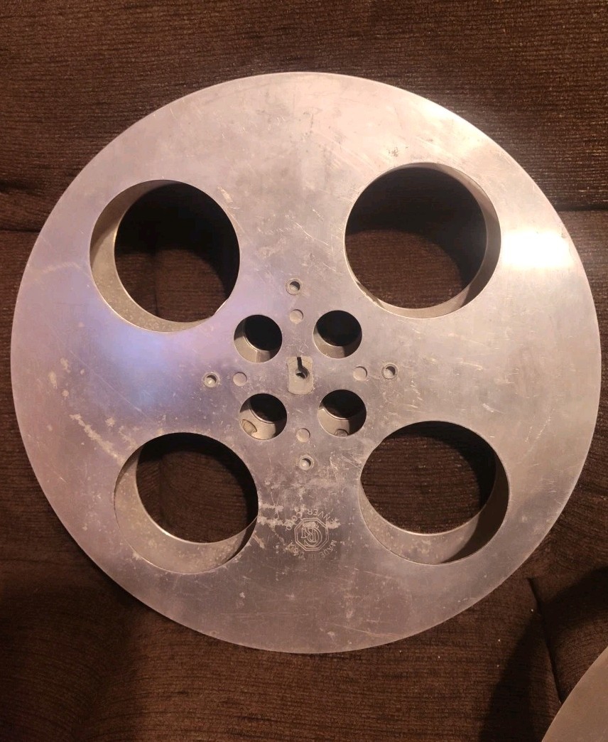 Lot Of 2 35MM Aluminum Goldberg Brothers Bros Film Reels 13 3/4″ Dia. Fixed HUB