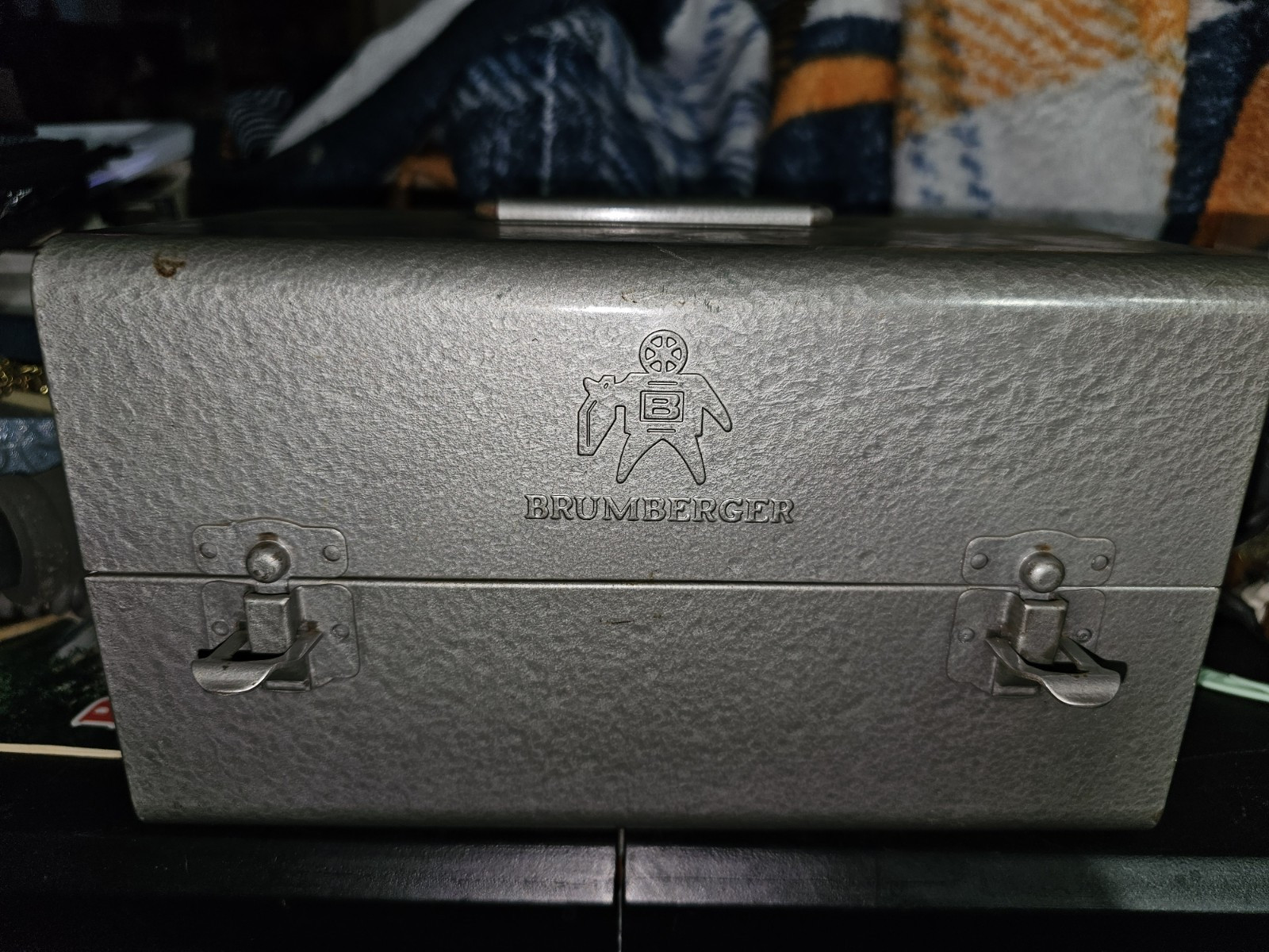 Vintage BRUMBERGER Super 8mm Film Reel Holder Carry Case Metal Box Movies Etc