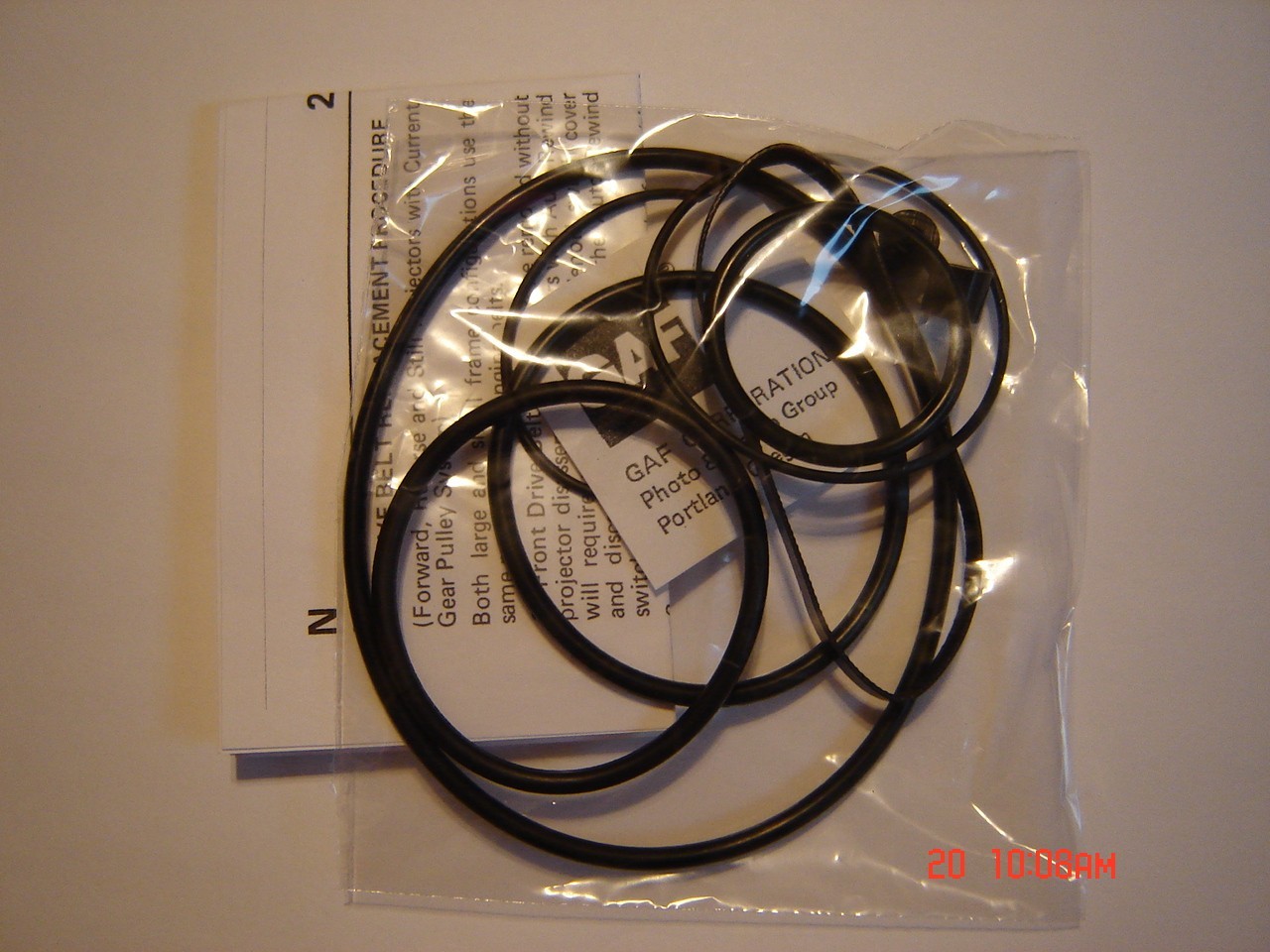 GAF Anscovision,2488,2588,2588Z Projector Belts,7 Belts,2 Tires,Instructions.